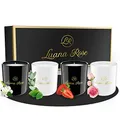 Luana Rose Duftkerzen Geschenkset - 4x 70g, Langanhaltender Duft, 100% Natürliche Sojawachs mit Ätherischen Ölen - Hochwertige Geschenke für Frauen, Aromatherapie Kerze - Scented Candle Set