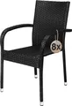 CASARIA® Gartenstühle 8er Set Stapelbar Wetterfest Polyrattan Outdoor 160kg Garten Terrasse Balkon Stuhl mit Armlehne Gartensessel Stapelstühle Schwarz