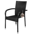 Casaria® Gartenstühle 8er Set Stapelbar Wetterfest Polyrattan Outdoor 160kg Garten Terrasse Balkon Stuhl mit Armlehne Gartensessel Stapelstühle Schwarz