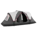 Outsunny Tunnelzelt Campingzelt, Personen: 6 (mit Lichthaken, 2 Räumen, 1 tlg., Winddicht Familienzelt mit Tragetasche), 2000mm Wasserabweisend Zelt für Camping, Grau
