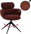 Esszimmerstuhl HWC-O77, Küchenstuhl Polsterstuhl, drehbar Auto-Return, Stoff (310g/m²) Chenille rotbraun