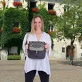 Sunsa Damen Tasche. Canvas Umhängetasche mit Mandala Design. Grau/ schwarz