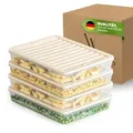 Viwares Stapelbare Gefrierdosen 4er Set, Gefrierfach & Kühlschrank Organizer mit Deckel, Frostfest bis -25°C, Wiederverwendbare Frischhaltedosen,... - Beige