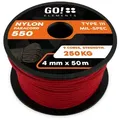 GO!elements Abspannleine Paracord 550 - 4mm, Paracord 550 aus reißfester Nylonschnur rot 50m