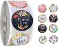 500 Stück Dank Aufkleber, 8 Florale Designs Thank You Sticker für Geschäftsaufkleber handgefertigte Waren,Hochzeitsaufkleber Umschlagsiegel, Einladungen, Dankeskarten