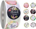 500 Stück Dank Aufkleber 8 Florale Designs Thank You Sticker für Geschäftsauf...