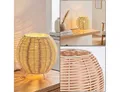 hofstein Tischleuchte Tischlampe aus Metall/Rattan in Beige/Naturfarben, ohne Leuchtmittel, Schirm aus Rattan (16 cm), An/-Auschalter, 1x E14, ohne Leuchtmittel