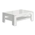 Forte SAVOY Couchtisch 120, moderner Sofatisch, weißer Tisch mit Ablage, Holzwerkstoff, Weiß Hochglanz, 120 cm breit x 75 cm tief x 43 cm hoch