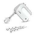 Bosch Hausgeräte Handrührer Styline MFQ4030, 2 Rührbesen, 2 Edelstahl-Knethaken, spülmaschinengeeignet, 5 Stufen plus Turbostufe, 500 W, weiß/silber