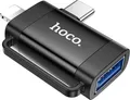 HOCO OTG 2-in-1 Adapter Typ C (Stecker) / Lightning (Stecker) auf USB A (Buchse) UA31F schwarz