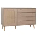 Mendler Sideboard HWC-M43, Schrank Kommode Highboard, Schubladen Staufach, Kubu Rattan Holz Melamin, Eiche-O 104220+104221
