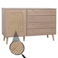 Sideboard HWC-M43, Schrank Kommode, Kubu Rattan Holz Melamin, Eiche-Optik