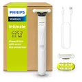 Philips OneBlade Intimate - Elektrischer Intimrasierer und Intimtrimmer für Damen und Herren, mit extra Hautschutz, 2x SkinProtect Klingen, 1x 3-mm-Trimmaufsatz, QP1924/30, Weiß