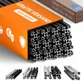 Tivendis Konstruktionsprofil 40x40 Nut 8 Set 12 Stück 2 Meter Aluminium Alu Profil schwarz eloxiert Systemprofil für Rahmenbau und Montage