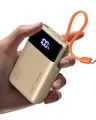 INIU 45W Power Bank, Ultra Klein 20000mAh Powerbank mit Integriertem USB C Kabel, Schnellladen Externe Handyakkus, Flugtauglich, Reise-Essential für Notfälle, Stromausfälle, iPhone 17 16, Beige