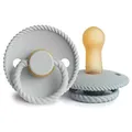 FRIGG Rope Schnuller 2 Packung | Latex Schnuller | BPA-Frei | Hergestellt in Dänemark | Symmetrischer Sauger in Kirschform (French Gray/Silver Gray, Größe 2 (6-18 Monate))