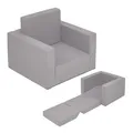 Kinder Polstersessel 2in1 ausklappbar - grau - Kindersessel 48 x 41 cm zum Aufklappen - Kindersofa Gästebett Kindercouch Kuschelsessel Kinderstuhl Polstermöbel Relaxsessel Lesesessel für Kleinkinder