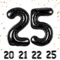 Geburtstag zahlen luftballon 25 jahre | Folienballon Schwarz- Folienballon in 40"-101cm Geburtstagsdeko - Ballon Zahl Deko zum Geburtstag fliegt mit Helium für Mann Frauen 25.Geburtstags