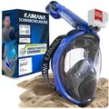 KAIMANA Tauchermaske NEUHEIT- Schnorchelmaske für Erwachsene inkl. Tragetasche, (Vollgesichtsmaske Tauchmaske), geprüfte CO2 Sicherheit - Tauchermaske Erwachsene blau S/M (bis 1,60m)