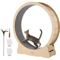 VEVOR Katzenlaufrad aus Holz, 132 cm großes Katzenlaufband für Hauskatzen, Katzenlaufrad mit abnehmbarem Teppich und Katzenangel zum Laufen/Gehen...