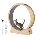 VEVOR Katzenlaufrad aus Holz, 132 cm großes Katzenlaufband für Hauskatzen, Katzenlaufrad mit abnehmbarem Teppich und Katzenangel zum Laufen/Gehen/Trainieren, geeignet für die meisten Katzen bis 13 kg