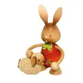 Kuhnert Drechslerei Osterdekoration/Osterhase „Stupsi Hase mit Lamm“ 11 cm, aus feinstem Holz, für EIN Bezauberndes Osterfest oder eine dauerhafte Dekoration, Holzkunst Made in Germany