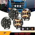 4x 7" LED Zusatzscheinwerfer Weiß Gelb Arbeitsscheinwerfer LKW Nutzfahrzeuge 24V