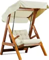 Casa Padrino Luxus Hollywood Schaukel Cremefarben / Braun - Moderne Wetterfeste Garten Schaukel mit Sonnendach - Terrassen Möbel - Garten Möbel - Luxus Kollektion