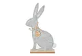 Gasper Dekoobjekt Filz HASE sitzend auf Holzbase, 26cm, Deko Osterhase Filzhase