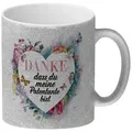 speecheese Tasse Danke Patentante Glitzer-Kaffeebecher Herz Danksagung