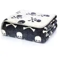 Glart J2SK Kuscheldecke Skulls Design Grau – Weiche Wohndecke aus Baumwoll-Polyacryl-Mix für Sofa und Bett