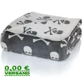Glart J2HS Kuscheldecke Baumwolle Totenköpfe Grau 150x200cm Sofadecke Skull