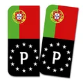 2 x Kennzeichen Sticker passgenau für EU Feld 11x5cm Design Aufkleber für Nummernschild Folie KFZ Schwarz oder mit Fahne waschstraßenfest R167 (19 Portugal, Mit Flagge)