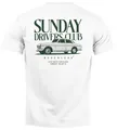 Neverless® Herren T-Shirt Backprint Oldtimer Auto Sunday Driver Club Printshirt Retro Fashion Weiss L