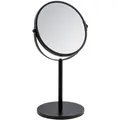 Wenko Schminkspiegel Assisi, Schwarz, Silber, Metall, Glas, rund, 18.5x34.5x15 cm, Spiegel, Schminkspiegel