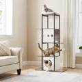 FEANDREA Kratzbaum, große Plattform Katzenturm mit Kratzmatte modern - Beige