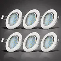 B.K.Licht - 6er Set LED Einbaustrahler 230V schwenkbar, warmweiße Lichtfarbe, Lochdurchmesser 68mm, LED Spot, Deckenspots, Spots, Einbauleuchten, Einbauspots, Deckenstrahler, 86x70 mm, Weiß