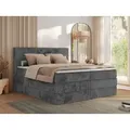 MKS MEBLE Boxspringbett 180x200 Grau Cord, Boxspringbett mit Matratze H3, Bett 180x200 mit Bettkasten and Kopfteil, Doppelbett mit Stauraum, Topper... - Grau