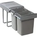 EKOTECH 90084162S Abfallsorter MEGA mit 2x 20 Liter Abfallvolumen / 2-fach Trennung / Soft Closing System - Grau