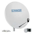 Schwaiger SAT Anlage Stahl 80cm Set Quad LNB ASTRA EUTELSAT HD tauglich hellgrau