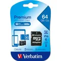 Verbatim microSDXC 64GB Class 10 UHS-I incl Adapt. 44084