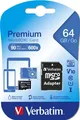 Hochwertige Verbatim Micro SDXC 64GB C10/U1 + Adapter Speicherkarte