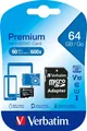 Verbatim microSDXC Karte 64GB Class 10 UHS-I inkl. SD-Adapter schwarz 44084
