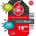 Vodafone Prepaid CallYa Allnet L | 130 GB statt 100 GB | 20 EUR Guthaben | ohne Vertrag | 5G | Allnet Flat | EU-Roaming | weltweit nutzbar