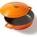 STONELINE® Cocotte Bräter Rund 28 cm Orange | mit Deckel