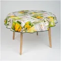 laro Tischdecke 140cm runde Tischdecke Saum-Eingefasst Blume Narzisse Tulpe Margeriten bunt