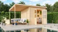 Karibu Gartenhaus Gerätehaus Merseburg 6 mit Anbaudach naturbelassen 400x244x219 cm
