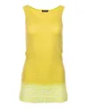 Easy Young Fashion - Damen Trägertop mit Spitzensaum - langes Unterziehshirt Skinny Fit 0518 (Gelb S/M)