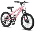 Licorne Bike Thunder Premium Mountainbike in 20, 24, 26, 27.5 und 29 Zoll Fahrrad für Mädchen Jungen Herren und Damen Discbremse (Rosa, 20 Zoll)