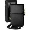 moex Handytasche zum Umhängen für Samsung Galaxy A51 – Kleine Handtasche mit Handyfach und Sichtfenster, 2 zusätzliche Fächer - Handy Umhängetasche Damen, Onyxschwarz